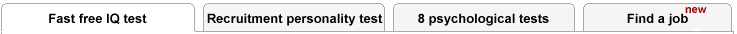 Menu psychological IQ test and personality